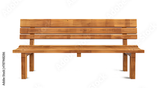 Wooden park bench isolated on  a white background