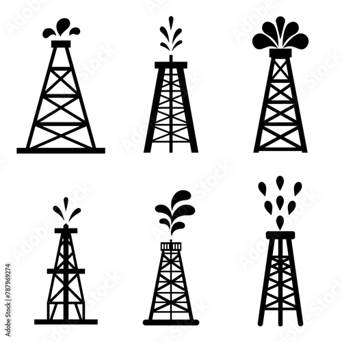 Pump Jack icon vector set. Oil illustration sign. Oil Drilling symbol collection. Oil Pumping logo.
