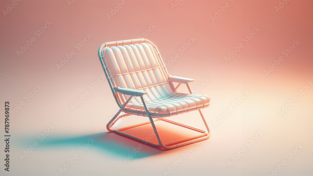 Fun Beach Chair on the Pastel Background with Creative Copy Space Summer Vacation Concept. Fun Beach Chair on the Pastel Background with Creative Copy Space Summer Vacation Concept.