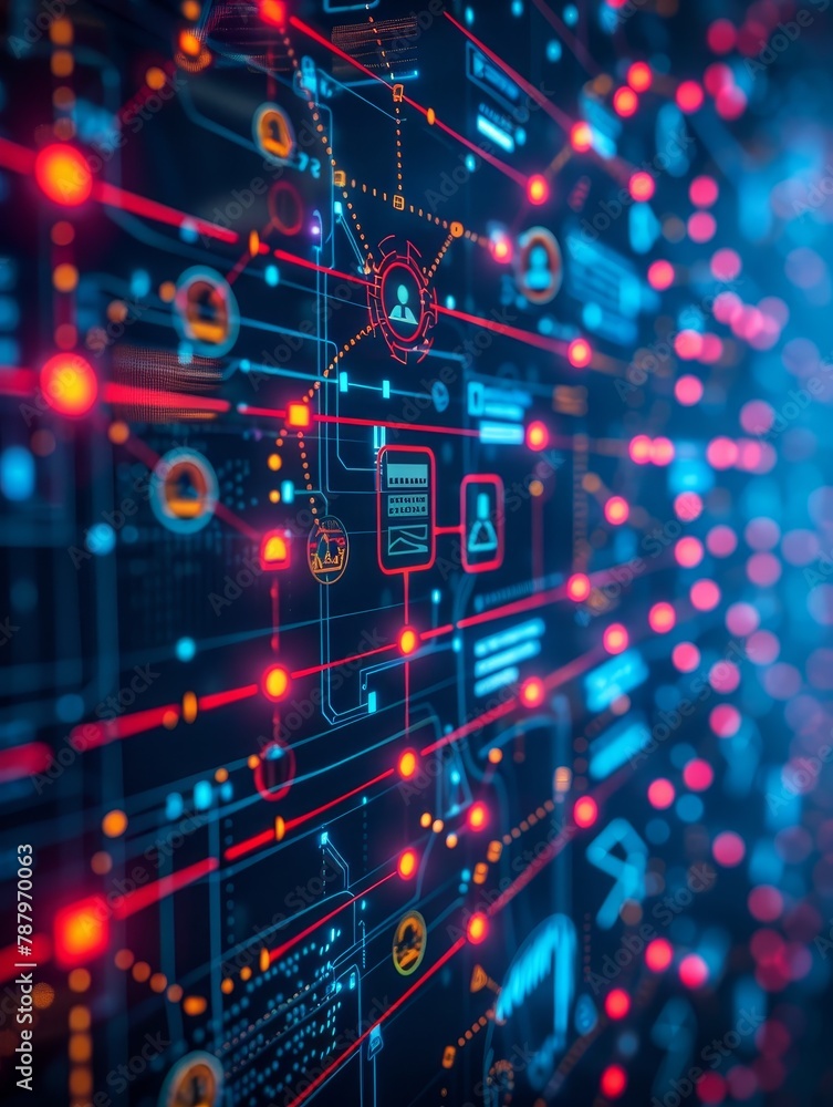 Obraz premium Cloud computing dashboard efficiently manages a secure network of digital resources