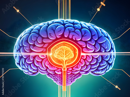 background with brain and stars
