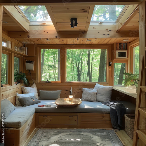 interior  interior of a house  tiny house  in the woods  house