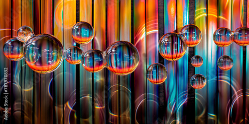 Air bubbles balloon on the colorful wooden background, abstract background design, wallpaper designs, 