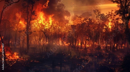 Wildfire is caused by human deforestation. © Plaifah