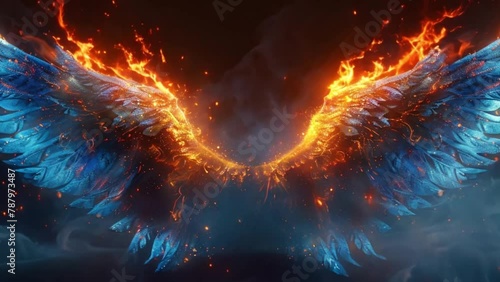 Angel wings, fiery wings, footage, 4k footage, videos, slow motion