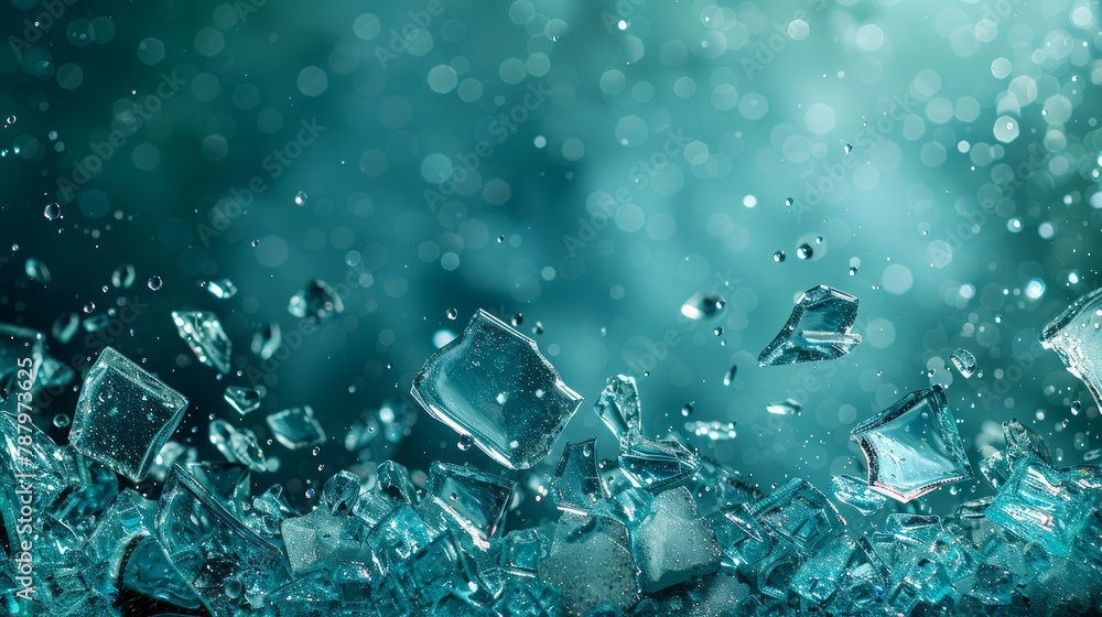 Broken glass with pieces of broken glass. Abstract background for design. Broken glass with pieces of broken glass. Abstract background for design.