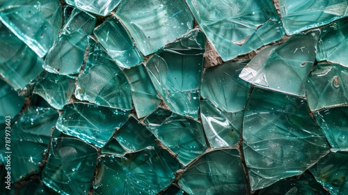 Broken glass with pieces of broken glass. Abstract background for design.