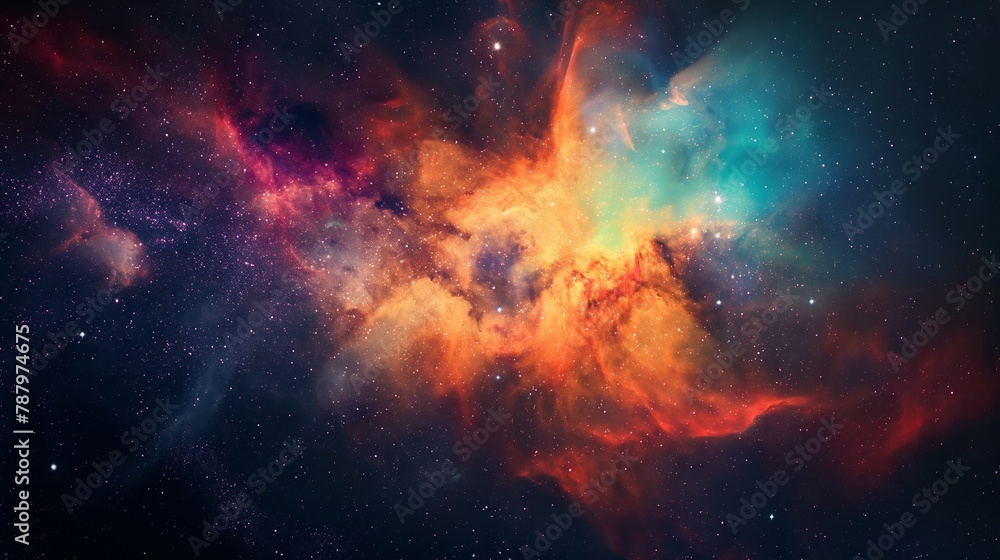Naklejka premium Cosmic Nebula with Vibrant Colors in Space