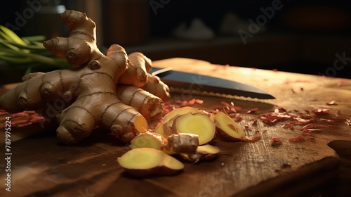 Blending Ginger Roots with Chopper on Chopping