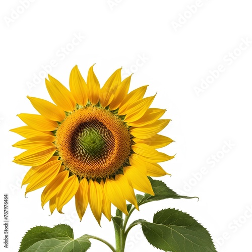 a big beautiful one sunflower in white background