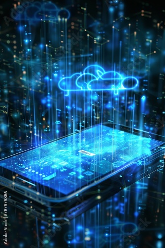 User friendly cloud computing interface on a mobile device, highlighting accessibility and seamless integration of services