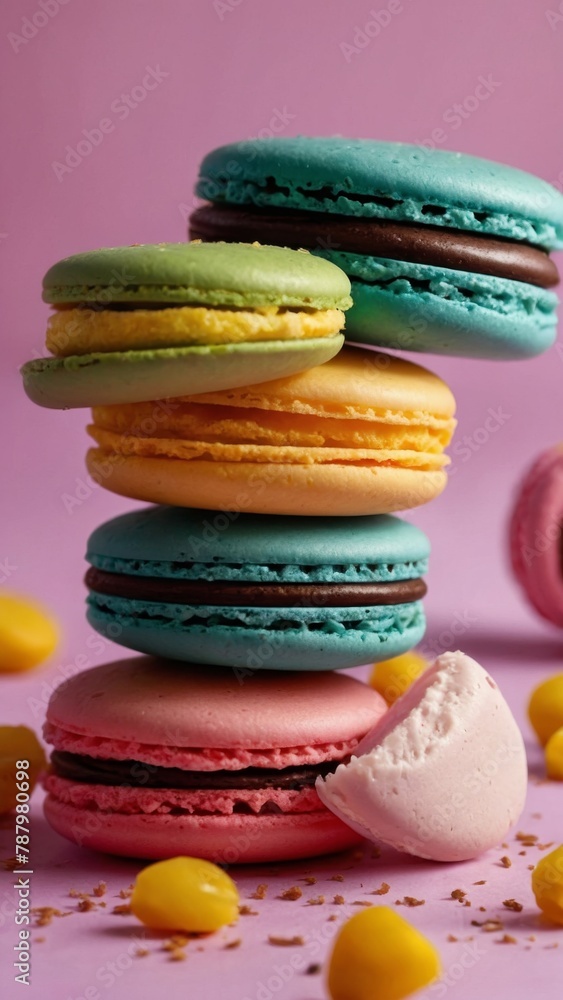 Fototapeta premium Multi-colored macaroons as a work of confectionery art.