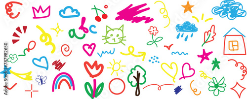 cute hand drawn doodle vector set, love, Natural , firework, cloud, weather, rainbow, snow, heart and creative design vector collection.