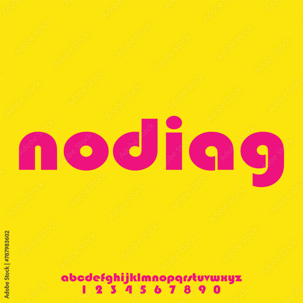 NODIAG, modern geometric circular font with rounded edges.