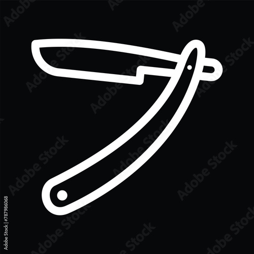 straight razor vector outline icon design
