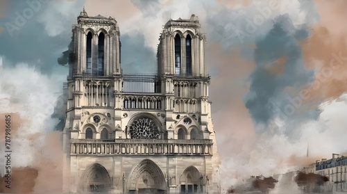 Notre Dame cathedral in Paris  France. Scenic travel background. generative.ai