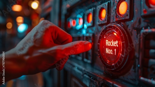 The strategic launch of a ballistic rocket begins with a press of a button, signifying a powerful decision in warfare.