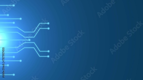Abstract Blue Background with Glowing Lines and Dots