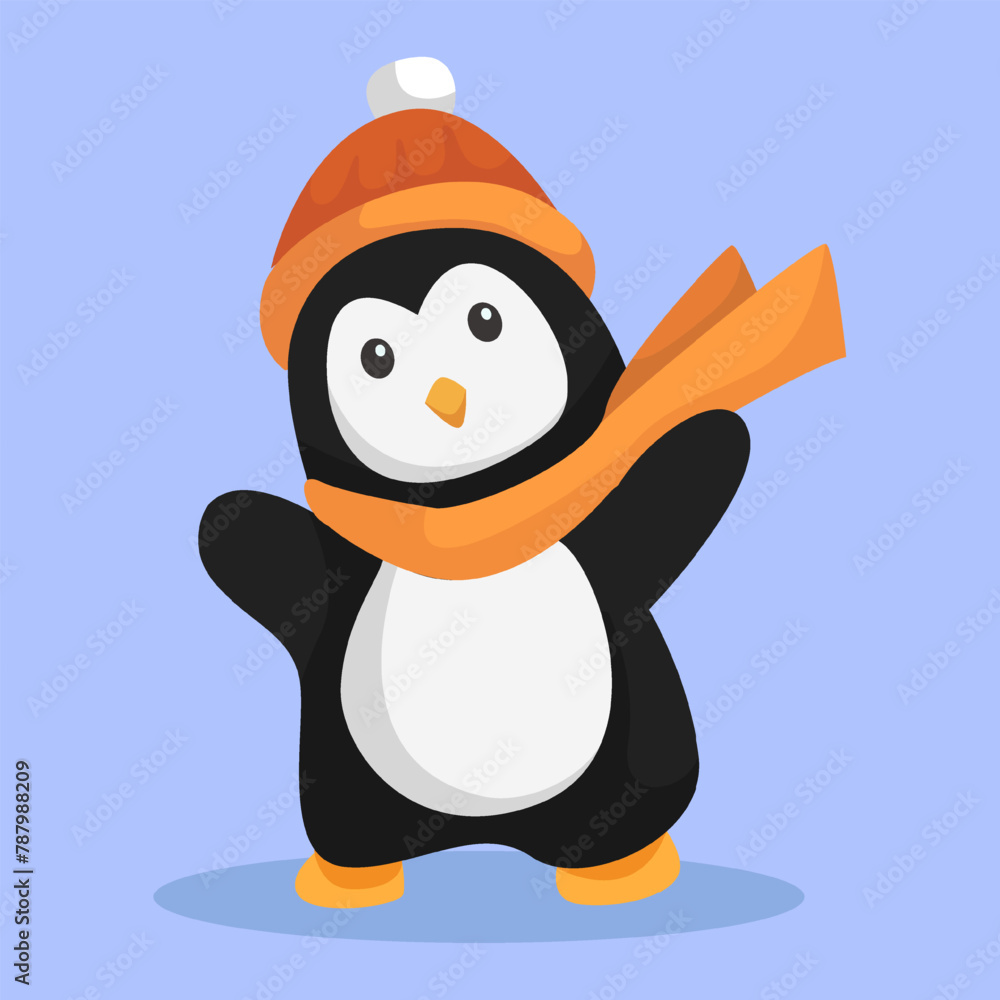 Obraz premium Christmas Day Penguin Character Design Illustration