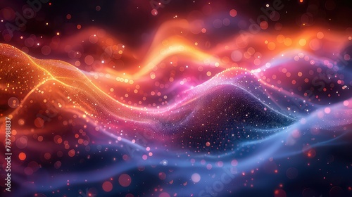 3d rendering of abstract particles in space Futuristic background.