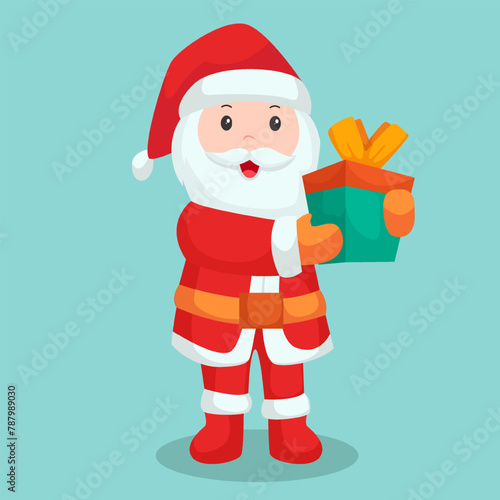 Christmas Santa Claus with Gift Character Design Illustration