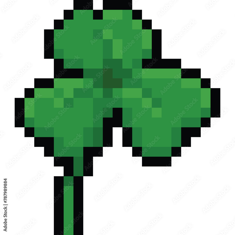 Pixel art clover leaf icon 3 Pixel art clover leaf icon 3