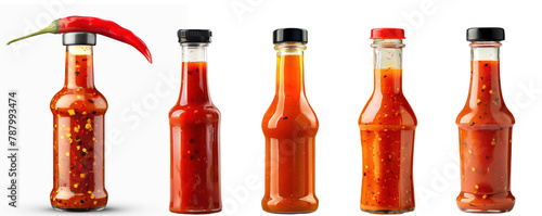 Hot chili sauce bottle isolate on transparency background PNG photo