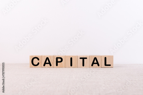 Capital word made with wood building blocks.