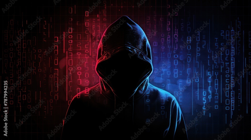 Hacking concept. Hacker with binary code digital interface background. Hacking concept. Hacker with binary code digital interface background.