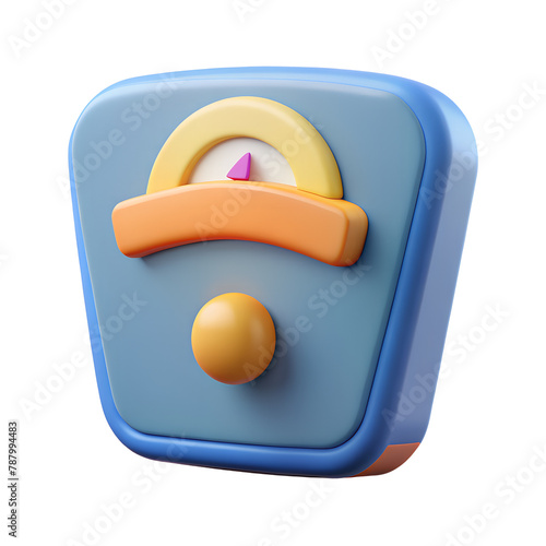Weighing scale icon symbol on isolated background. exercise comparison weight fitness training, cartoon minimal cute smooth. 3d render illustration