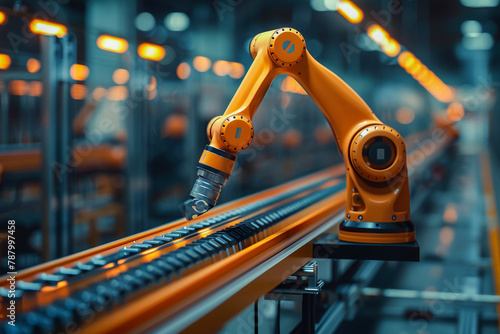 Automated industry, AI technology in manufacturing process, futuristic factory