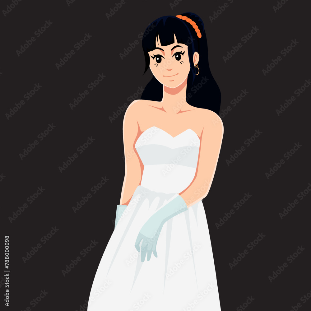 Fototapeta premium Bride Wedding Character Design Illustration