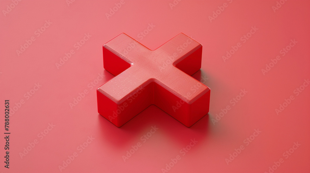 Obraz premium 3D Cross Mark Icon: Symbol of Rejection or Error
