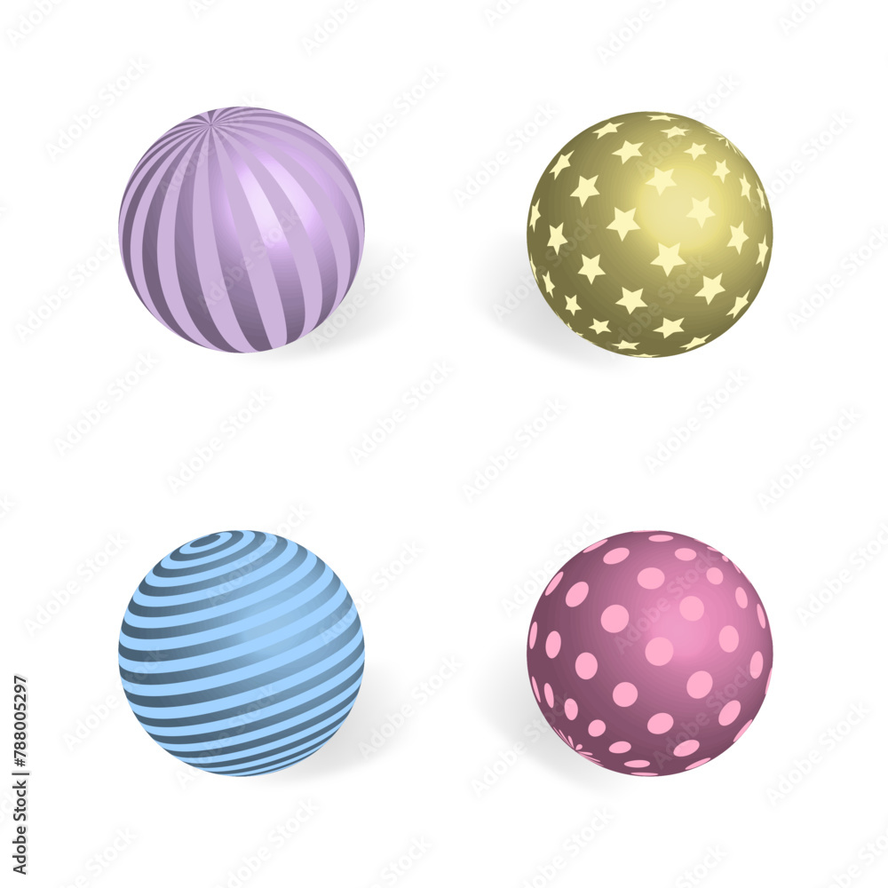 A set of spheres with a pattern