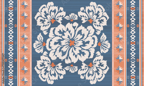 Navajo tribal vector pattern. Native American ornament. Ethnic South Western decor style. Boho geometric ornament.Ikat floral paisley embroidery blanket, rug. Woven carpet
