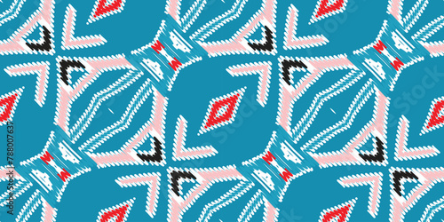 intricate geometric ethnic oriental ikat seamless pattern traditional textile design vector illustration