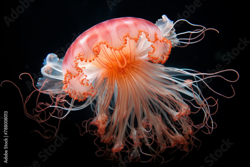 a stunning close-up of lions mane jellyfish cyanea capilla photo