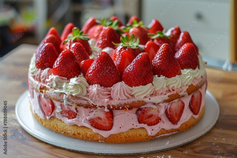 Cake with strawberries and cream Cake with strawberries and cream