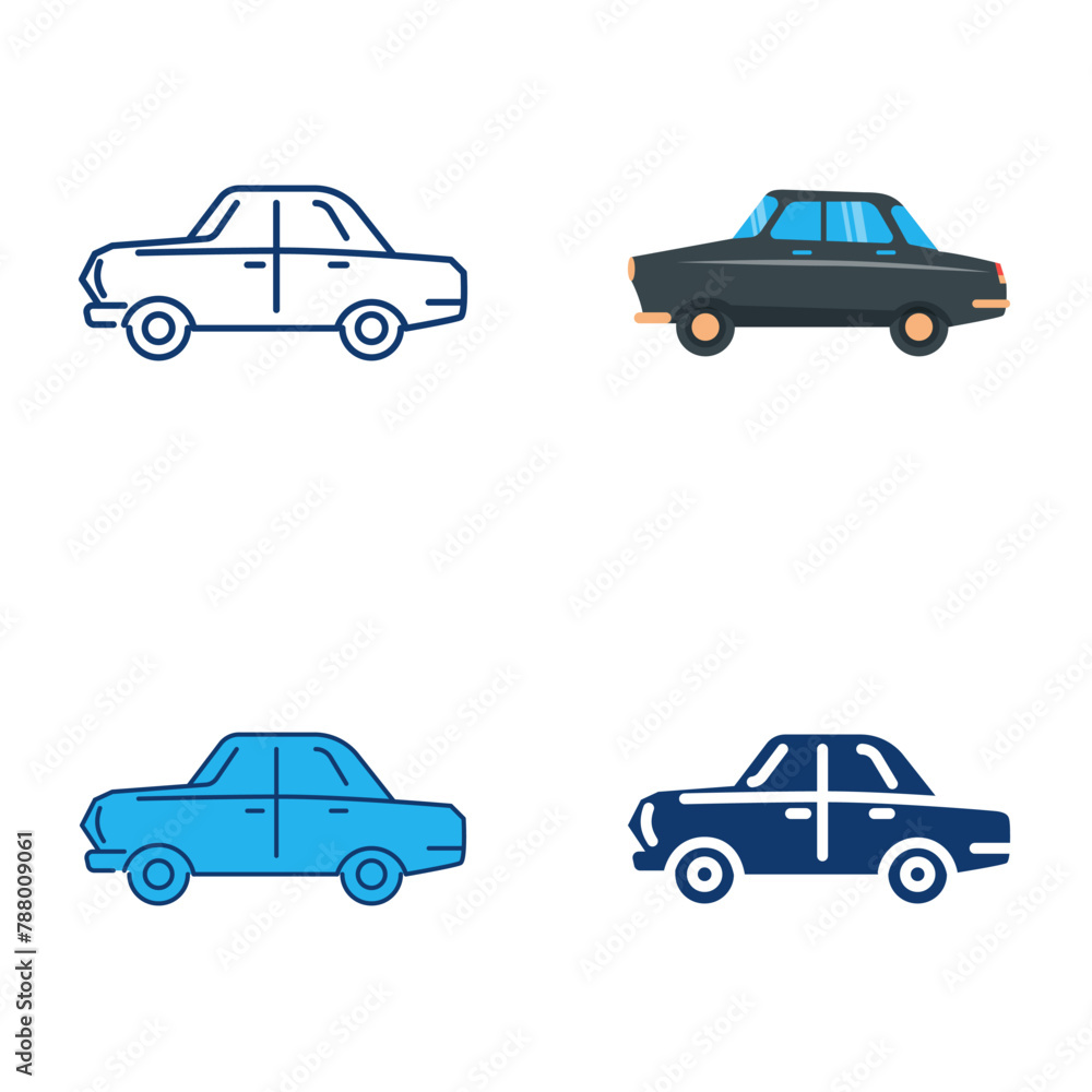 Retro Soviet car icon set