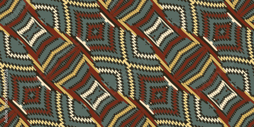 intricate geometric ethnic oriental ikat seamless pattern traditional textile design vector illustration