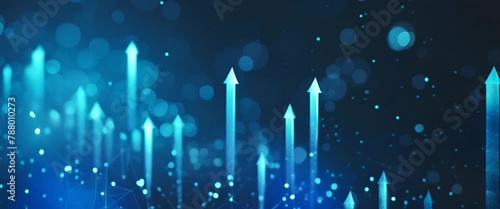 Online education growth graph, learning arrows ascending on an enlightened dark theme