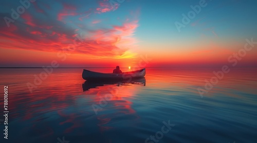 Sunset Solitude on Serene Waters