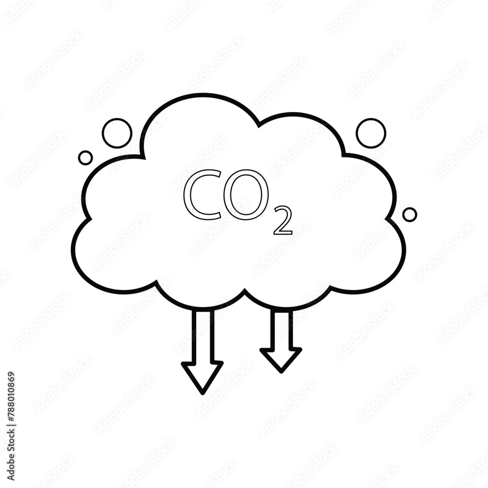 Co2 sticker. Carbon Dioxide Emissions icon or logo. co2 emissions. Simple linear vector illustration on a white background. Vector illustration. Eps file 468.