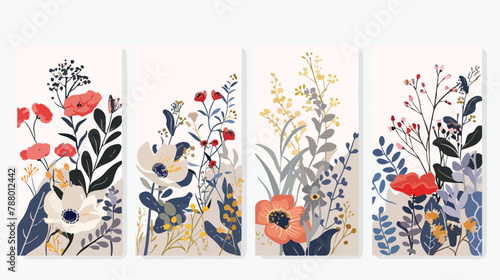 Flowers cards set Nature background
