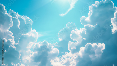 beautiful sky with fluffy cloud background