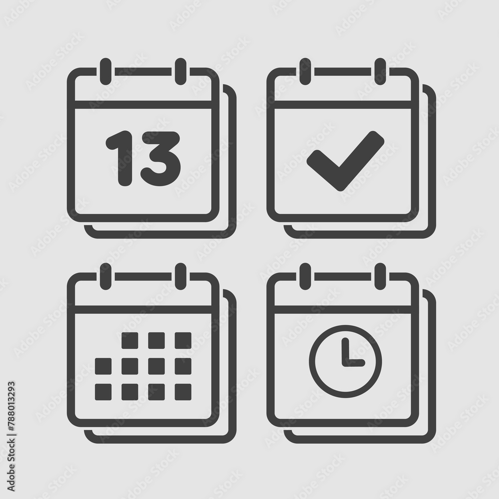 Icon calendar number 13, agenda app, timer, done Icon calendar number 13, agenda app, timer, done