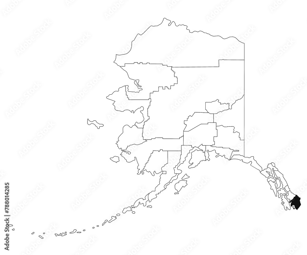 Map of ketchikan gateway borough in Alaska state on white background. single County map