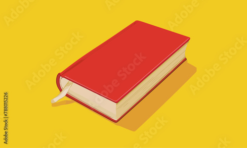 vector illustration red cover book with yellow background, bright colors, book day, reading, creative design, creative imagination concept, flat style vector illustration