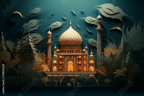Generative Ai of Ramadan Kareem greeting illustration
