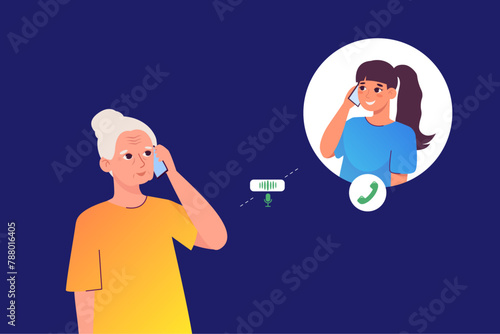 grandmother talking to granddaughter on the phone